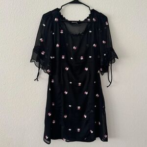 ASOS Fashion Union mini dress with black and pink embroidery